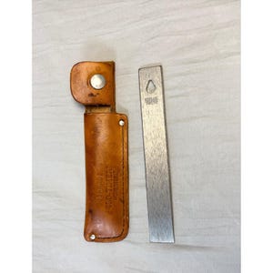 Vintage Schrade Old Timer Honesteel HS-1 Knife Sharpener with Leather Sheath