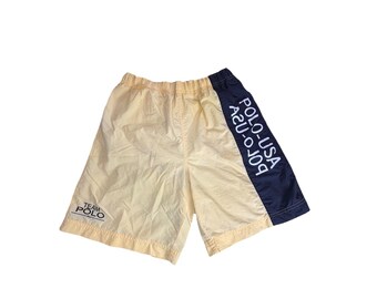 Bañador tipo short vintage Polo Sport Ralph Lauren para hombre, talla M, color amarillo, años 90