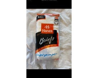 Vintage Hanes Briefs 3 Pack Size 40 White 1996