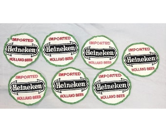 Parches promocionales bordados vintage de cerveza Heineken de los años 70, 10 cm (4 pulgadas), lote de 7