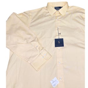 Vtg Polo Ralph Lauren Curham  Pinpoint Oxford Dress Shirt Mens 18 36/37 yellow