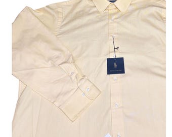 Vtg Polo Ralph Lauren Curham  Pinpoint Oxford Dress Shirt Mens 18 36/37 yellow