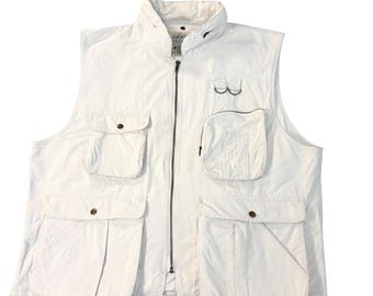 Gilet da pesca multiuso da uomo taglia XL in cotone, modello Safari & Travel Co., vintage Banana Republic.