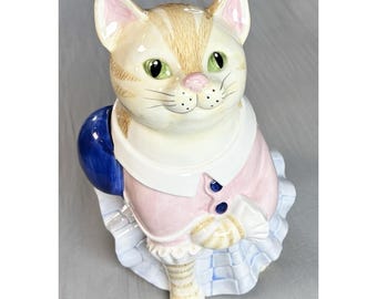 Tarro para galletas Vintage Sigma The Tastesetter con diseño de gato y gatito, de David Hyman, 1984.