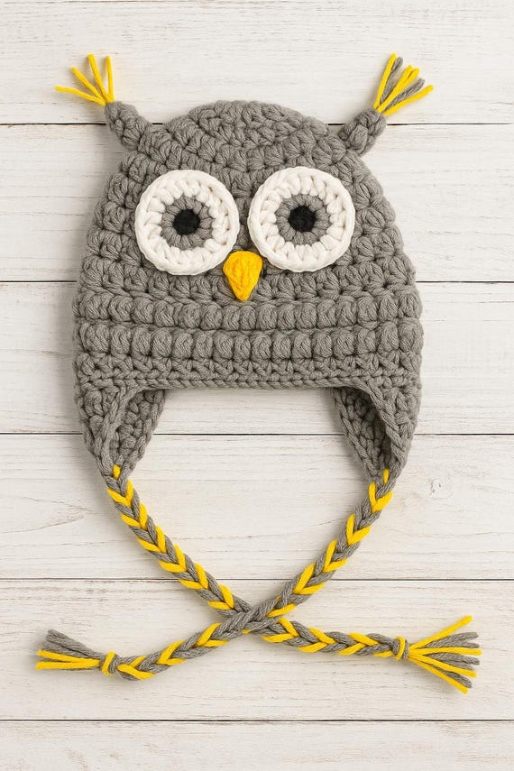 Whimsy Hoot Owl Hat Pattern (3 Sizes Included Newborn, Child, Adult) Photography Prop | PDF Instant Download