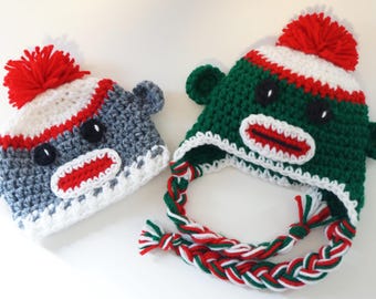 Sock Monkey Hat Crochet Pattern | Baby to Adult Sizes | Beginner Friendly | PDF Instant Download