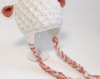 Whimsical Lamb Earflap Hat Crochet Pattern |  6 Sizes Baby to Adult | PDF Instant Download