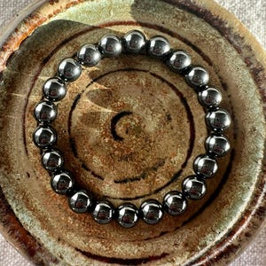 Weighted Hematite Bracelet for Grounding and Anxiety Relief, 8mm Black Beaded Stretch Protection Bracelet, Calming Jewelry for Men and Women