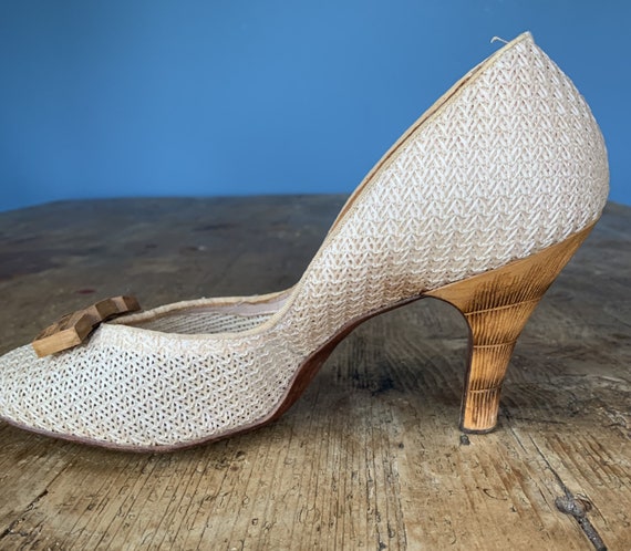 Vintage 50s VLV Pumps; Sz 8.5 M; Tiki Look - Faux… - image 7