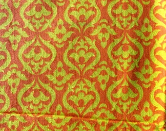 Vintage 70s Mod Dress - Decor Fabric; 2 Yards; Vibrant Orange & Yellow Print; Never Used Excellent Condition - Dresses; Pillows; Crafting