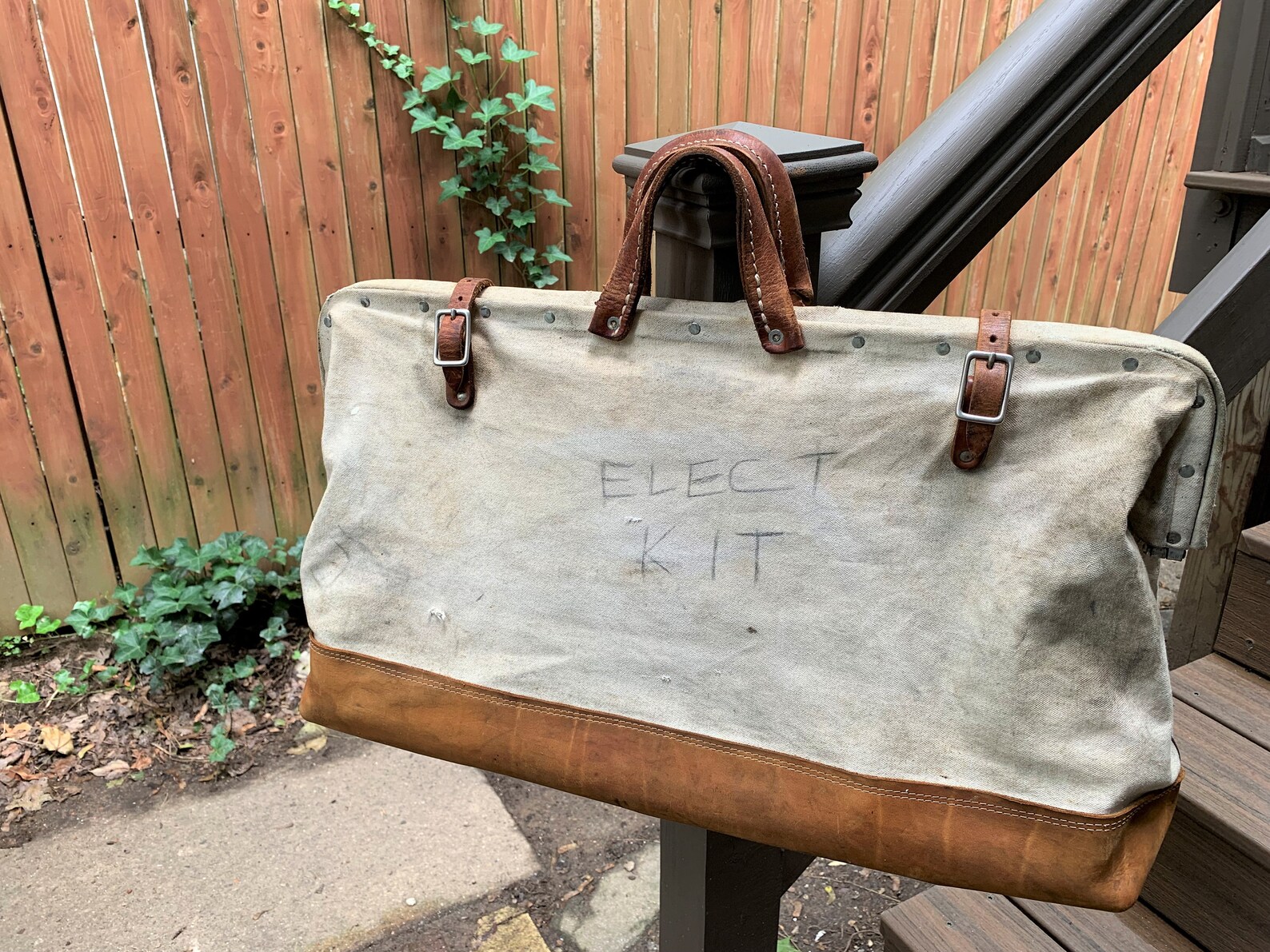 Vintage Lineman's Canvas Tool Bag Leather Trim Retro Etsy