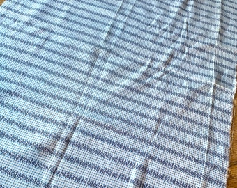 Vintage 1940s Half Feed Sack; 22.5" x 37"; Unfaded Blue & White Check Print w/ Printed "Embroidery"; Good Clean Condition