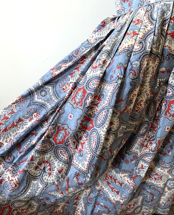 Vintage 1940s Cotton Paisley Pleated Skirt; Unfad… - image 4