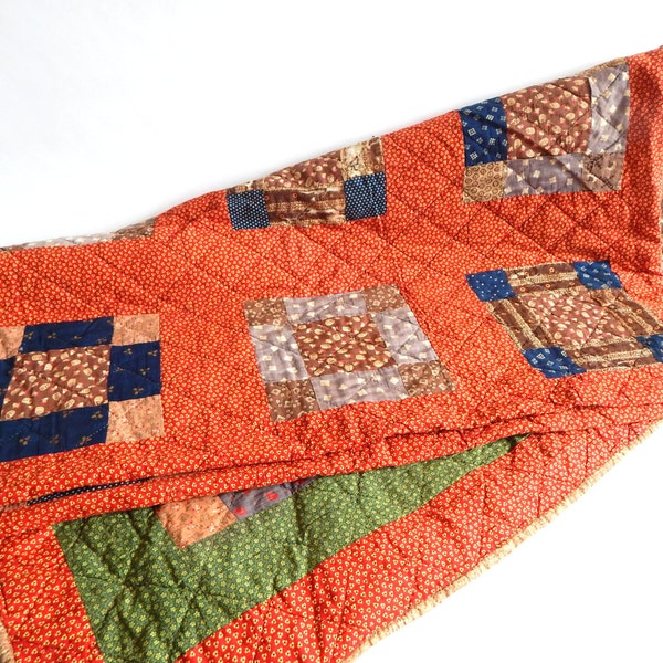 Beautiful Unfaded Antique Quilt Late 19th Century 89 x 89 inches