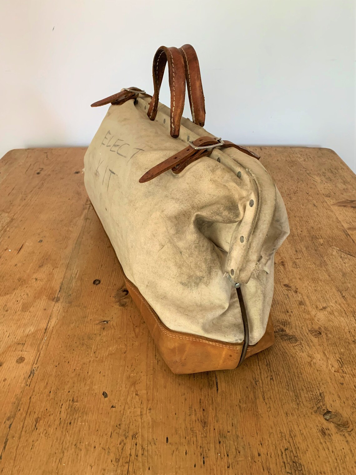 Vintage Lineman's Canvas Tool Bag Leather Trim Retro Etsy