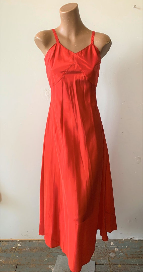 Vintage 1940s Red Full Slip 32" bust Petite Small