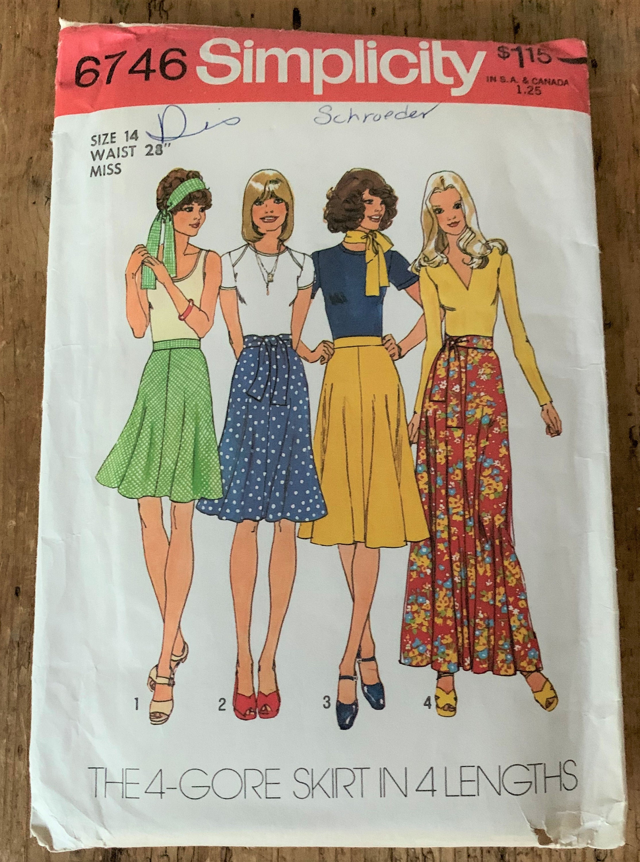 70s Simplicity 6746 4-gore Skirt Pattern in 4 Lengths High pic