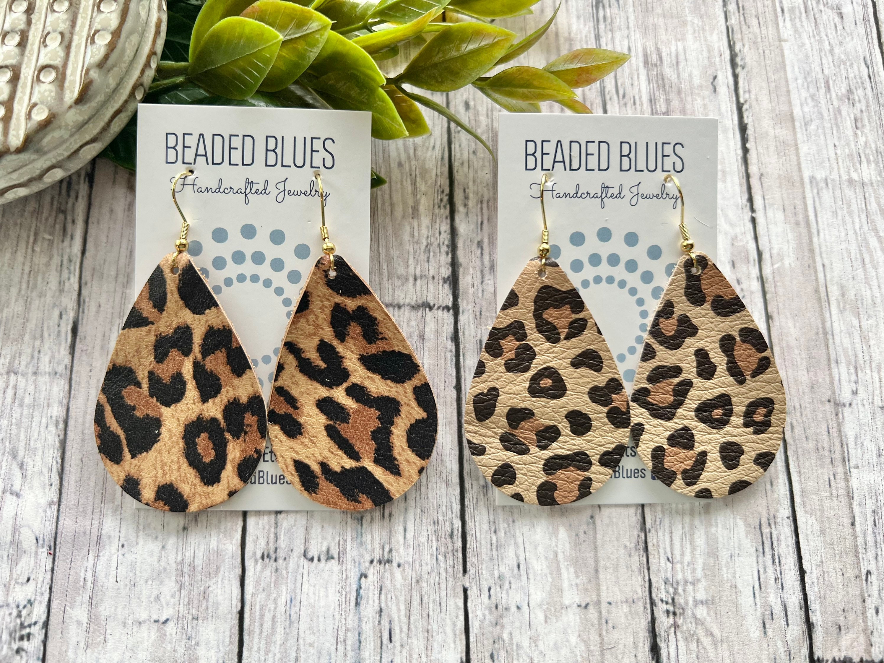 Leather cheetah best sale earrings