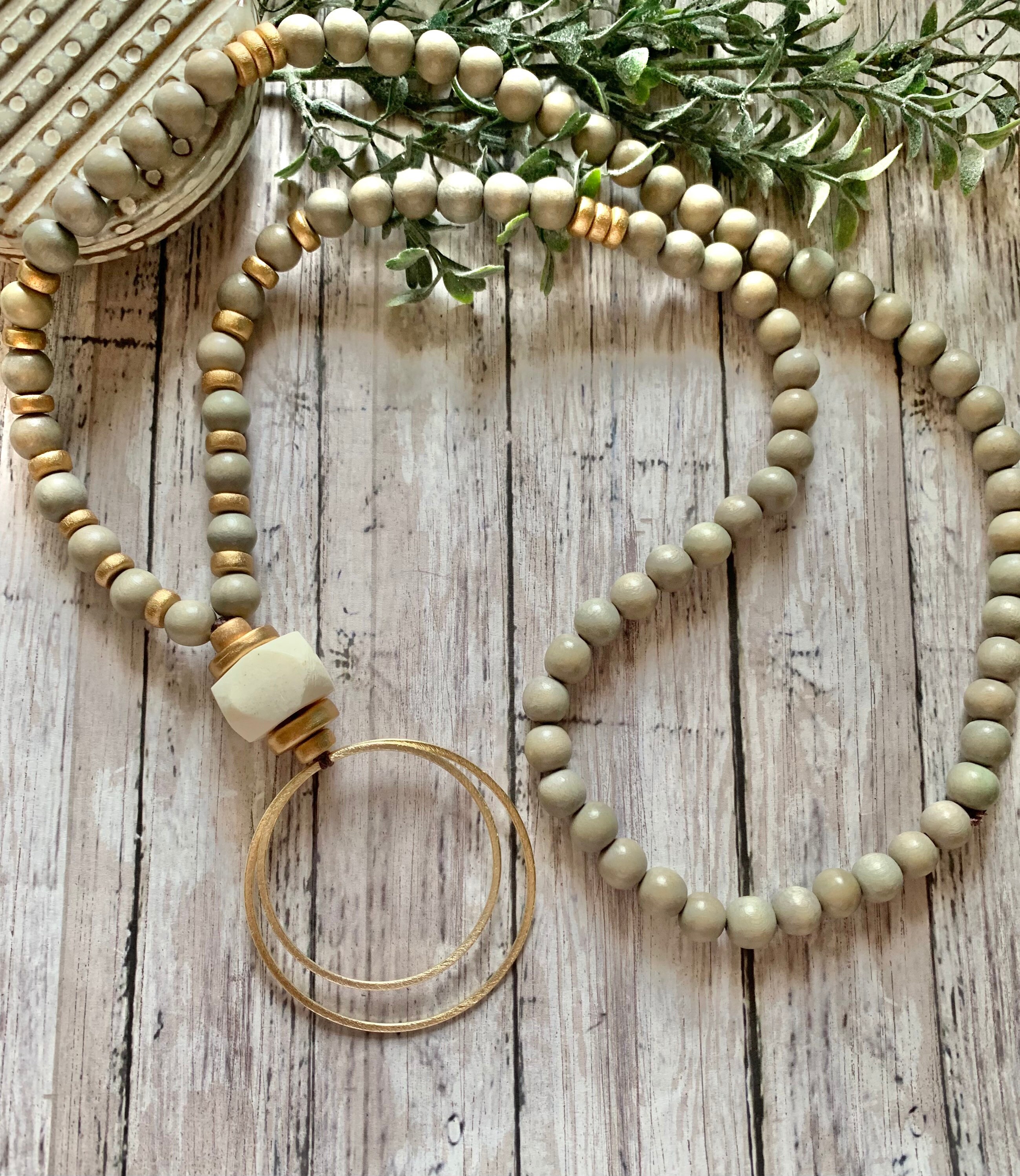 Long Beaded Pendant Necklace, Circle Pendant Necklace, Navy Blue