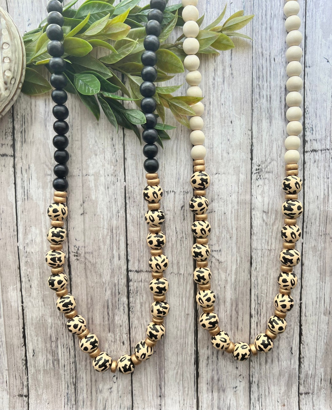 Leopard Beaded Scarf Necklace main image 0