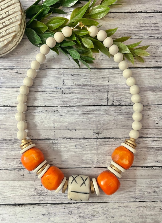 Statement Orange Day Beaded Necklace – Riddhika Jesrani