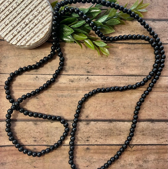Natural Wood Black 🖤 8mm Beads Multi Layer Necklace Handmade