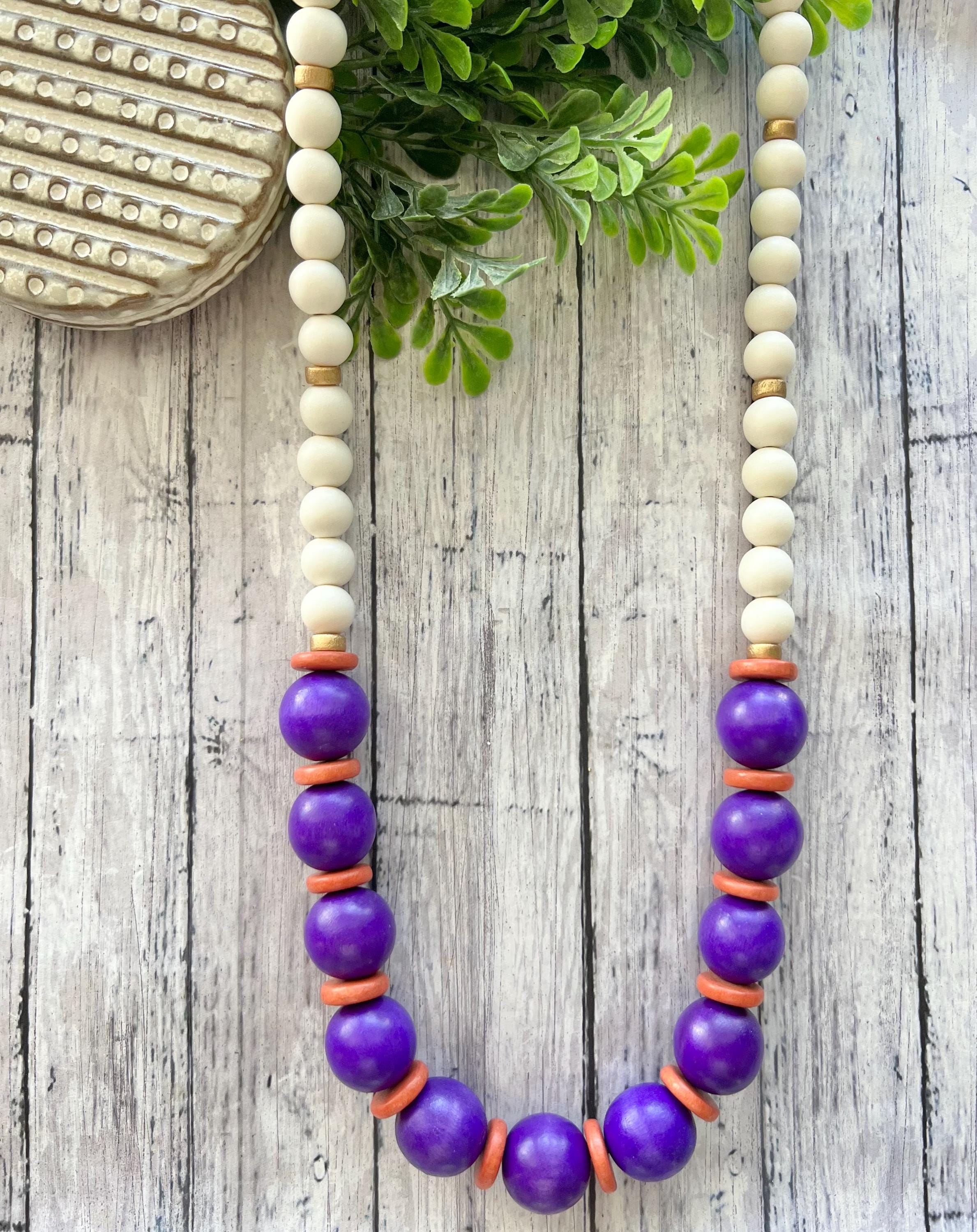Paparazzi purple wooden necklace best sale