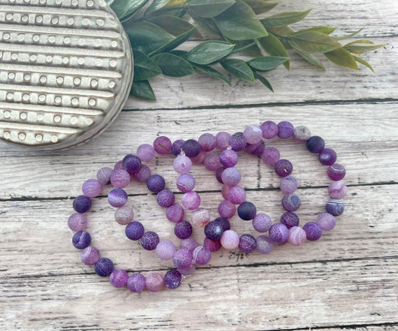 Purple Amethyst Mens Birthstone Bracelet, February Aquarius & Pisces Z