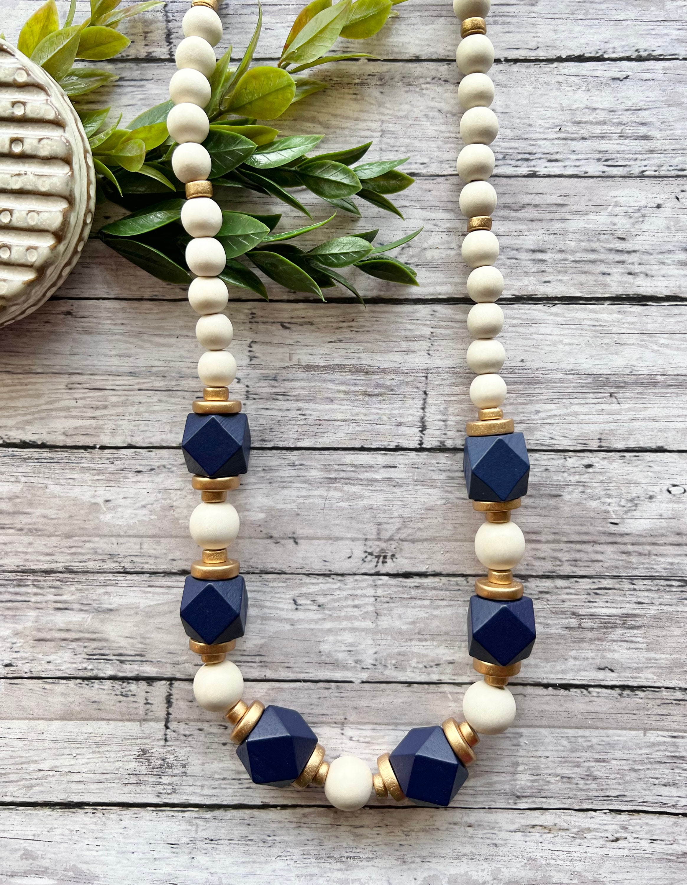 3 Strand Dark Blue Beaded Necklace by Talbots - Ruby Lane