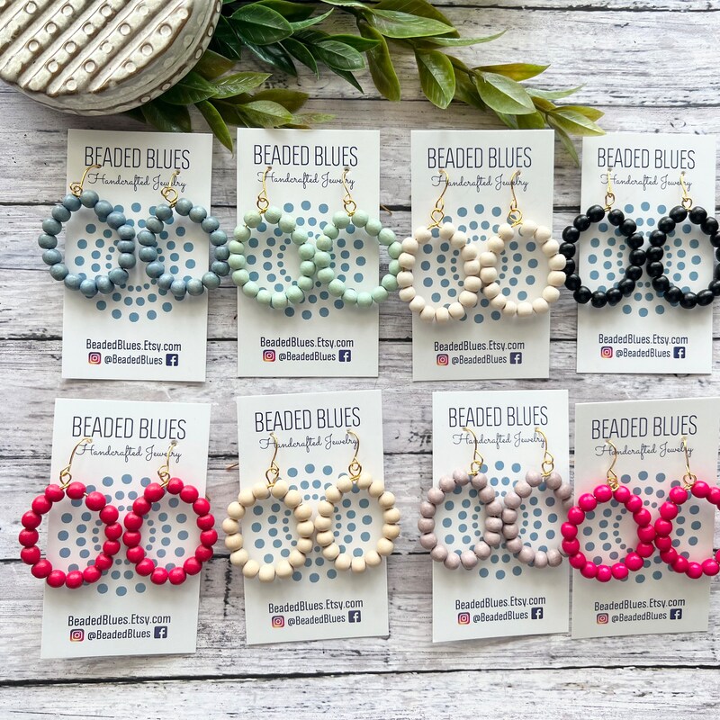 Fanny Boho Wood and Bead Earrings