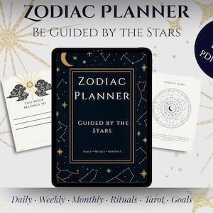 Stjärnteckensplanerare | Astrologi PDF och PNG | Dagliga, veckovisa, månadssidor | Ritualer, mål och månfaser