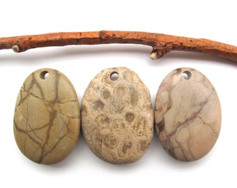 Stones with Holes Organic Charms Top Drilled Beach Stone Jewelry Wholesale Stones Sticks River Rock Pendants Beach Stone Earrings