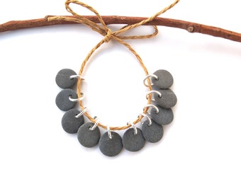 Small Charcoal Beach Stone Charms, Natural River Rock Charms, Beach Pebble Jewelry Making Earring Pairs, MATTE GREY PEBBLES, 11 mm