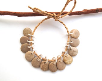 Small Beige Beach Rock Set with Silver Jump Rings,  Beach Stone Charms for Jewelry Making, Pebble Earring Pairs, SMOOTH BEIGE MIX, 11 mm