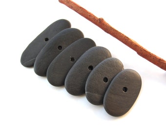 Drilled Stone Toggle Beads and Rock Spacers for Jewelry Making, Pebble Cairn, BLACK TOGGLES, 23-35 mm