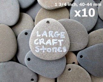 Large Rocks to Paint, Drilled Flat Plain River Stones, Plain Craft Stones for Painting, MANDALA ROCK PENDANTS, 1 3/4 inch, 40-44 mm