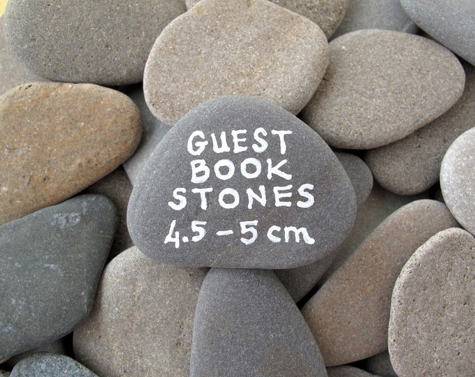 40 Guest Book Stones Flat Beach Stones Wedding Stones Wedding Favor