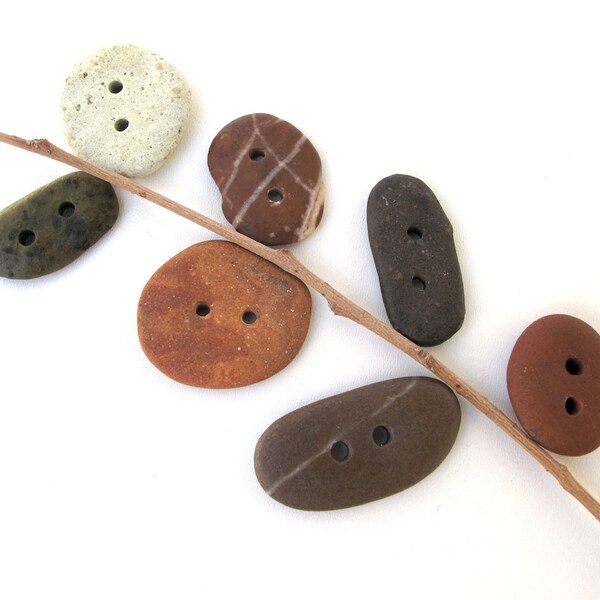 Beach Stone Buttons - ORGANIC BUTTONS by StoneAlone - Pebble Buttons, Knitting Buttons, Sewing Buttons, Craft Artisan Supplies