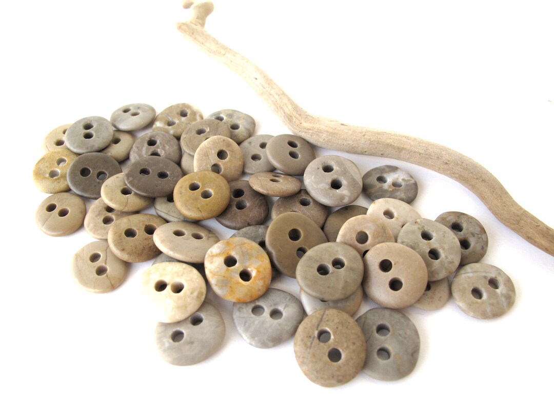 X6 Handcrafted Baby Rock Buttons, Small Knitting Sewing Pebble Buttons ...