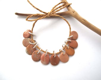 Drilled Small Coral Pink Beach Stone Charm Set for Eco Jewelry Making, Natural Rock Earring Pairs, Orange BEACH STONES, 12 mm long