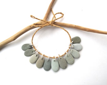 Drilled Small Misty Green Beach Rock Charms, Teardrop Beach Stone Earring Pairs, Eco River Rock Jewelry Making, MISTY GREEN STONES, 15-17 mm