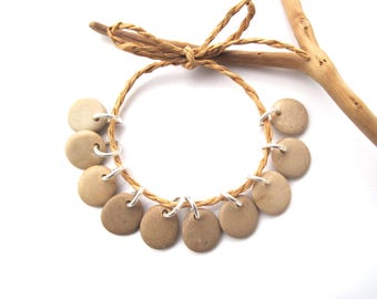 Small Beige Beach Stone Charms Set, Beach Stone Beads for Jewelry Making, Pebble Earring Pairs, BEIGE EARTHY MIX, 13 mm