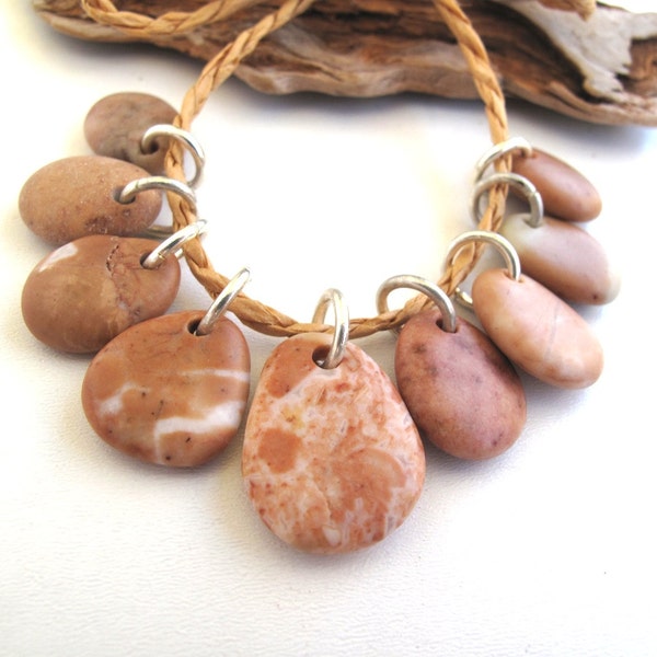 River Stone Beads PEACH MIX Top Drilled Mediterranean Beach Stone Jewelry Charms Natural Rock Beach Pebble Beads Organic Charm Beads