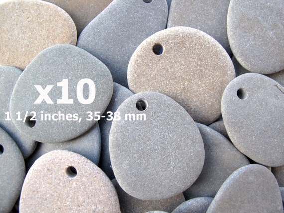 Flat Plain River Rocks With Holes, Drilled Craft Rocks to Paint, Kids Art,  LARGE FLAT STONE Pendants, 35-38 Mm, 1 1/2 Inch 