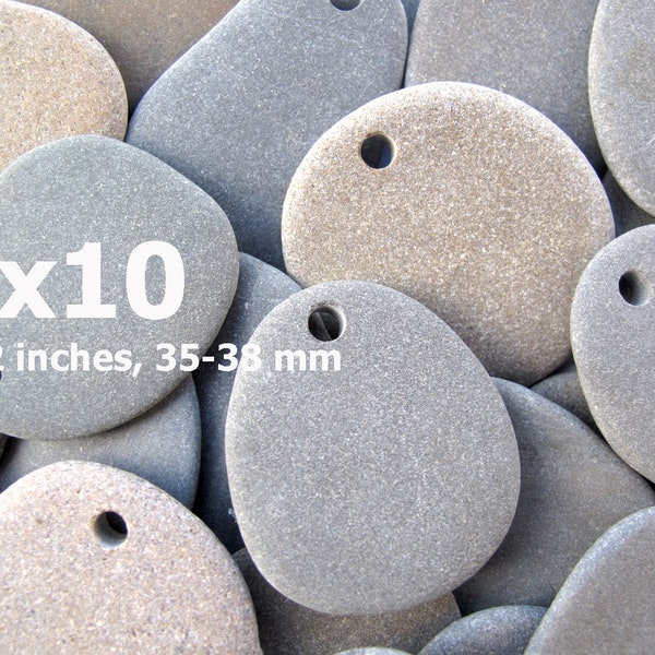 Flat Plain River Rocks with Holes, Drilled Craft Rocks to Paint, Kids Art, LARGE FLAT STONE Pendants, 35-38 mm, 1 1/2 inch