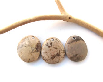 Drilled Brown Beach Rock Pendants, Beach Stone Pendants, Drilled Natural Stones, Eco Jewelry Making Rocks, MARKED BROWN PENDANTS, 26 mm