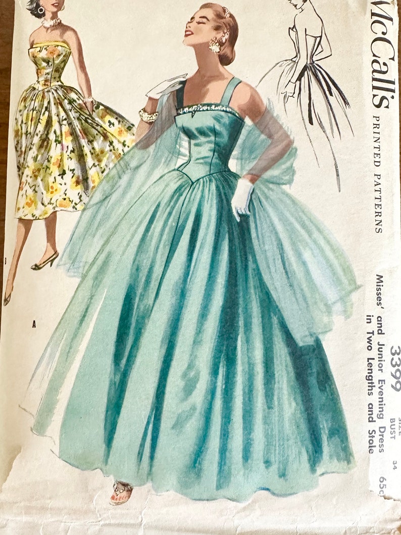 Vintage 1950's Mccalls 3399 Pattern Evening Party Dress - Etsy