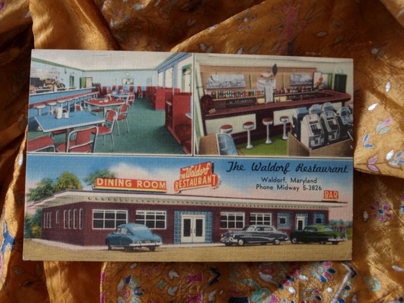 The Waldorf Restuarant & Bar Maryland architecture signage Etsy