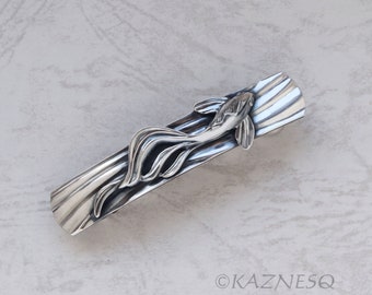 Silver Barrette of sculptural KOI fish (60mm)