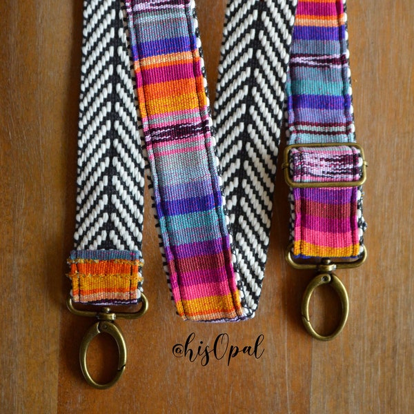 Hand Made Purse Strap, "Agave Sunset" Chevron Back, Adjustable Strap, about 27 to 46 inches, artisan fabric, hisOpal Straps, handbag